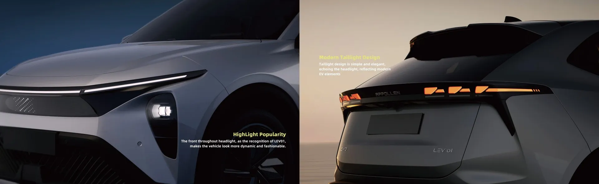 LEV01 REGTERSTYD SUV NUWE ENERGIE VOERTUIG EV langafstand Asafstand 5 sitplekke