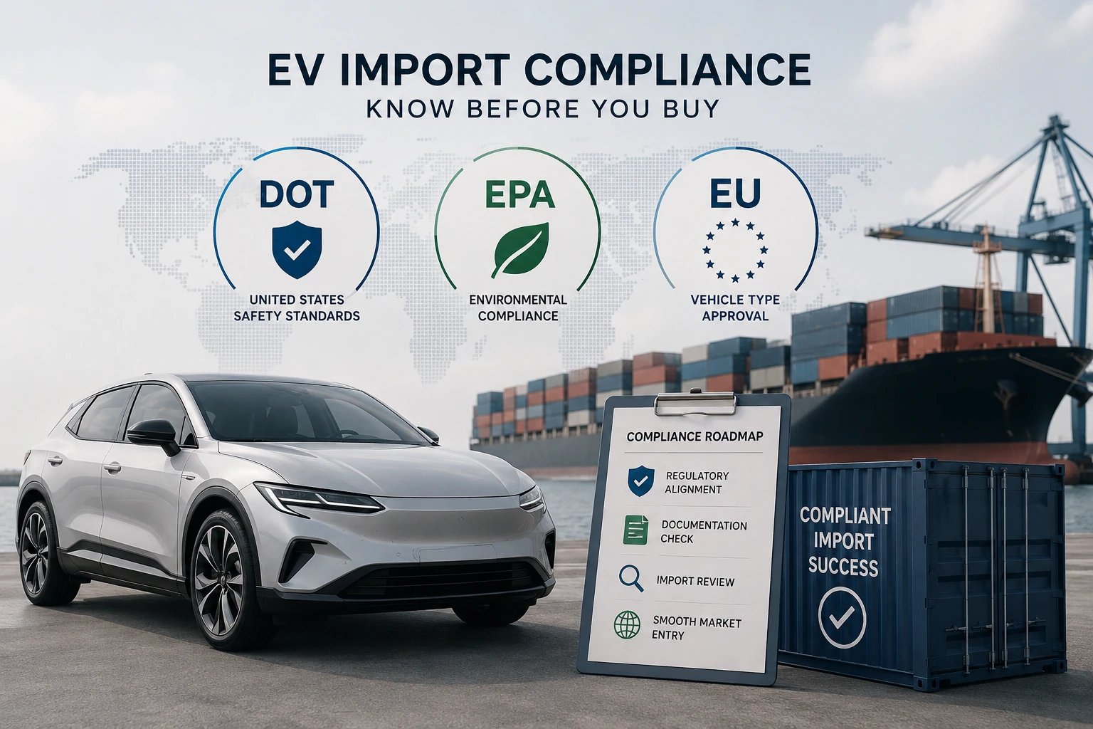 DOT-, EPA- en EU-standaarde: Wat EV-invoerders moet weet voordat hulle koop
